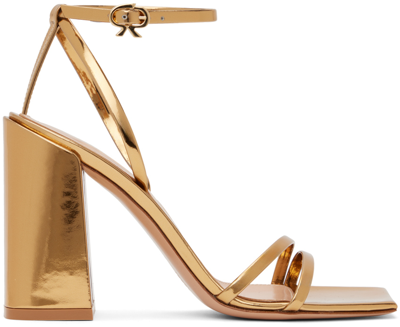 GIANVITO ROSSI GOLD METALLIC HEELED SANDALS