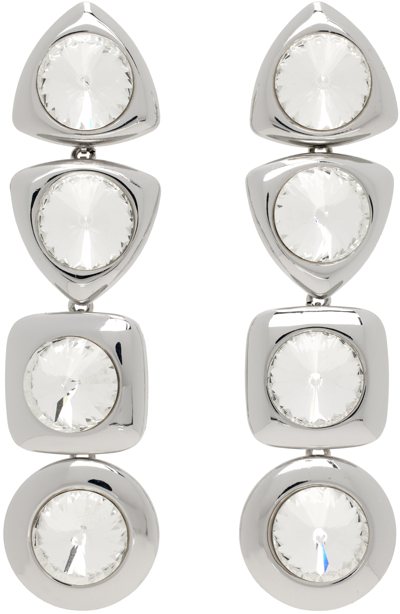 Area Silver Crystal Drop Earrings