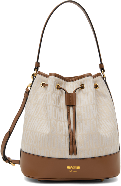 Moschino Off-white & Tan Logo Bag In A3006 Ivory