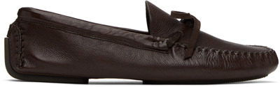 The Row Brown Lucca Loafers In Dark Brown