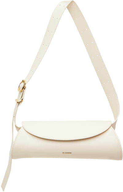 Jil Sander White Small Cannolo Bag In Eggshell