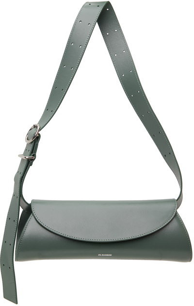 Jil Sander Green Small Cannolo Bag In 306 Seaweed