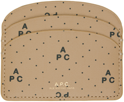 A.p.c. Beige Demi-lune Card Holder In Baa Beige