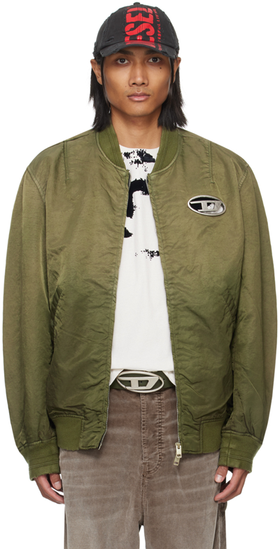 Diesel J-kepes Logo-plaque Bomber Jacket In Green
