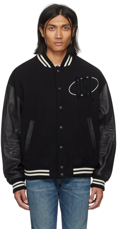 Diesel Black L-franz-patch Bomber Jacket