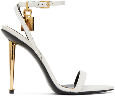 Tom Ford White Pointy Naked Sandals In 1w003 Chalk