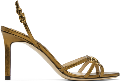 Tom Ford Copper Lizard Whitney Heeled Sandals In 1y005 Bronze