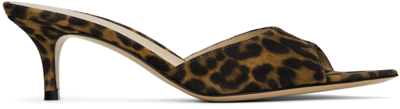 Gianvito Rossi Ssense Exclusive Brown Elle 55 Mules In Almond Leopard Print