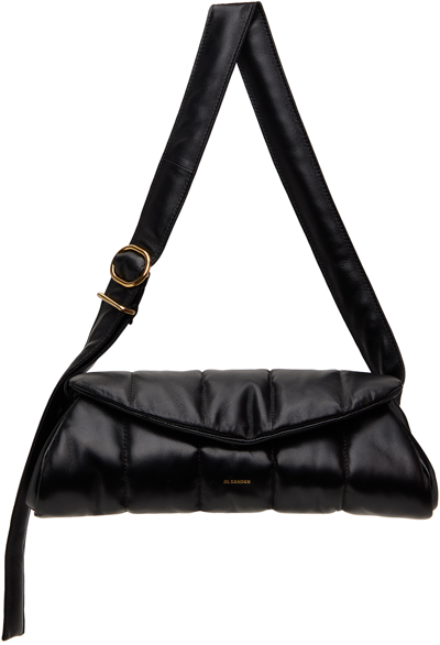 Jil Sander Black Cannolo Grande Padded Bag In 001 Black