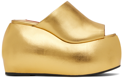 Simonmiller Gold Bubble Wedge Heeled Sandals In Star Gold