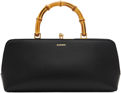 Jil Sander Goji Mini Bamboo Top-handle Bag In Black