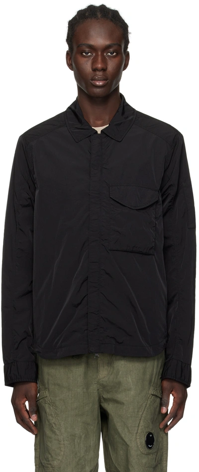 C.p. Company Black Zip Jacket In Nightshade