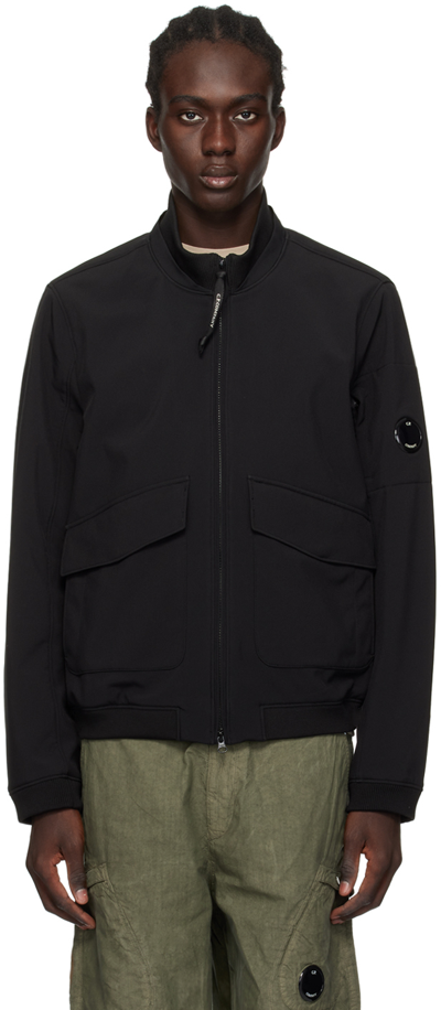 C.p. Company Black Stand Collar Bomber Jacket In 999 Black