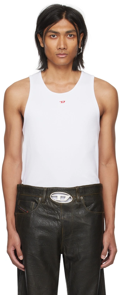 Diesel T-lifty-d Top White Ribbed Cotton Tank Top - T Lifty D In 100
