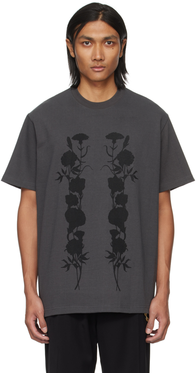 Song For The Mute Gray Dusty Foliage T-shirt In Washed Black