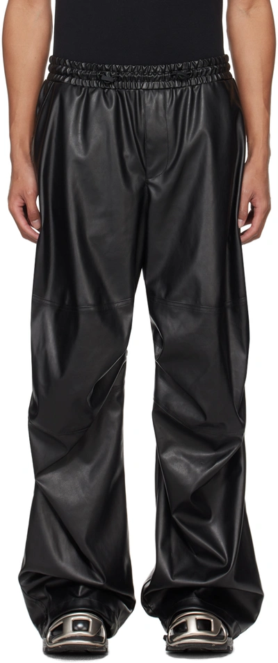 Diesel Black P-marty-lth Faux-leather Trousers In 9xx