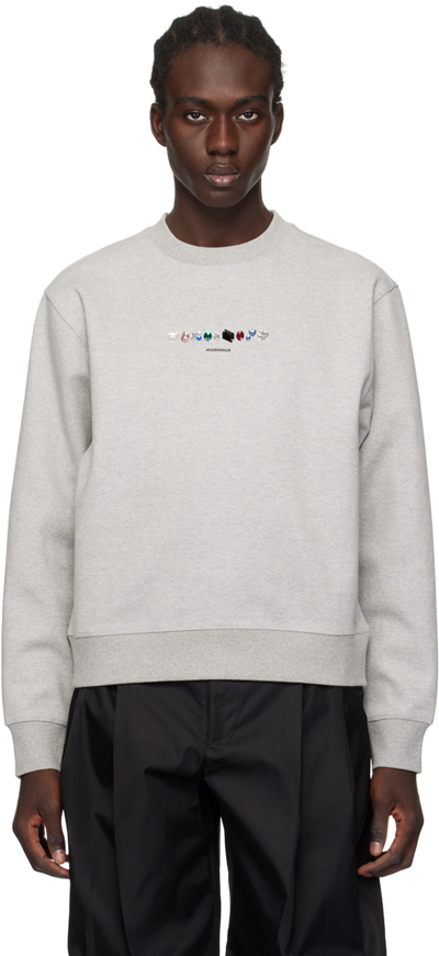 Ader Error Grey Crystal-cut Sweatshirt In Grey