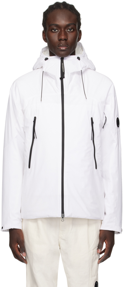 C.p. Company White Hooded Jacket In 103 Gauze White