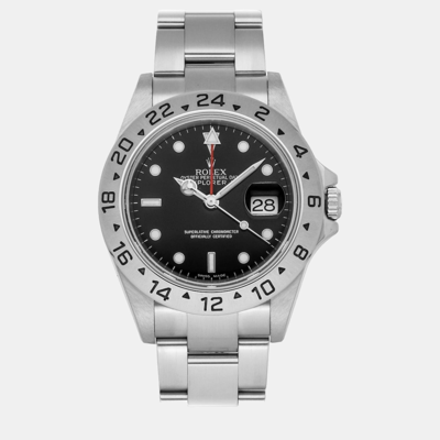Pre-owned Rolex Black Stainless Steel Explorer Ii 16570 Men's Wristwatch 40 Mm