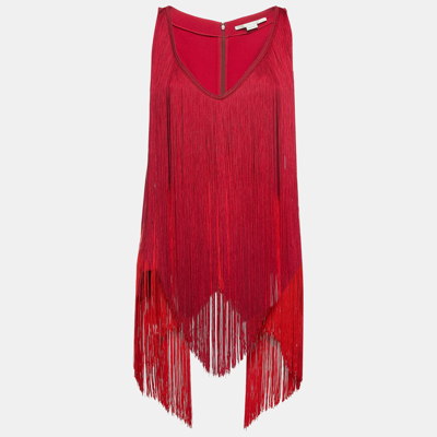 Pre-owned Stella Mccartney Pink Crepe Fringed Sleeveless Top Xs