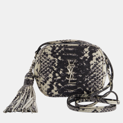 Pre-owned Saint Laurent Black And White Snake Skin Effect Small Blogger Bag With Silver Hardware