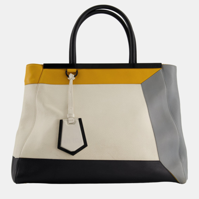 Pre-owned Fendi 2 Jours Medium Multicolor Bag With Black Hardware