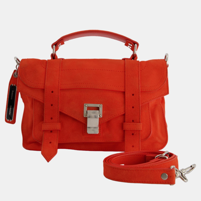 Pre-owned Proenza Schouler Coral Red Suede Ps1 Shoulder Bag With Silver Hardware In Orange