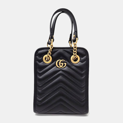 Pre-owned Gucci Gg Marmont Matelasse Mini Bag (696123) Bag In Black