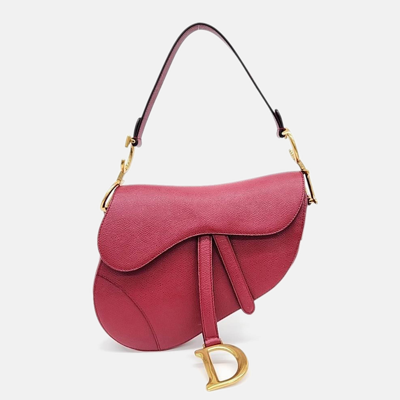 Pre-owned Dior Christian  Saddle Bag M0446 With Strap Bag In Red