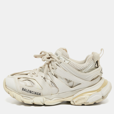 Pre-owned Balenciaga White Mesh And Leather Track Trainers Size 36