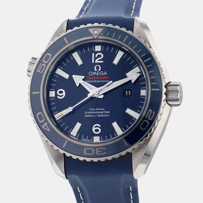 Pre-owned Omega Blue Titanium Seamaster Planet Ocean 232.92.38.20.03.001 Automatic Men's Wristwatch 37.5 Mm