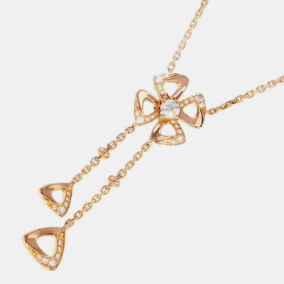 Pre-owned Bvlgari Fiorever 18k Rose Gold Diamond Necklace