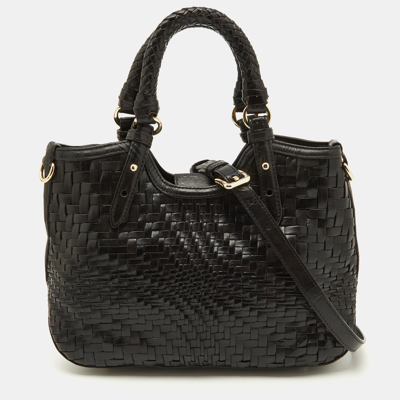 Pre-owned Cole Haan Black Woven Leather Satchel