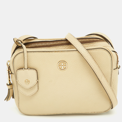 Pre-owned Tory Burch Beige Leather Double Zip Camera Bag