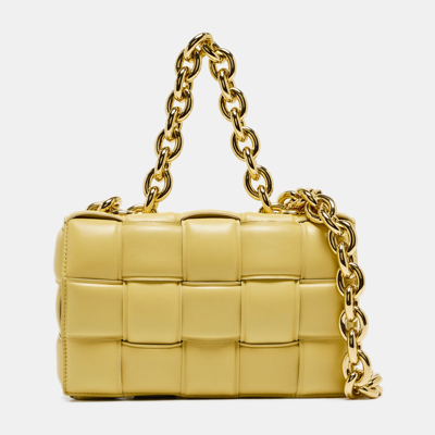 Pre-owned Bottega Veneta Yellow Padded Leather Chain Cassette Shoulder Bag