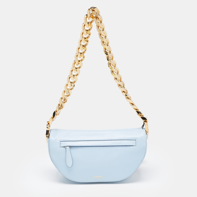 Pre-owned Burberry Pale Blue Leather Small Olympia Chain Shoulder Bag