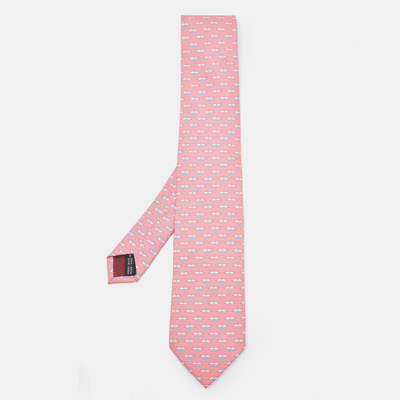 Pre-owned Ferragamo Pink Dolphin Print Silk Tie