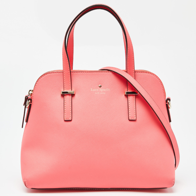Pre-owned Kate Spade Neon Pink Leather Cedar Street Maise Satchel
