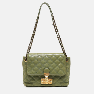 Pre-owned Marc Jacobs Fern Green Quilted Leather Baroque Shoulder Bag