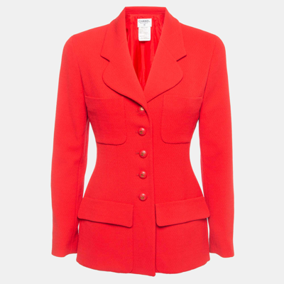 Pre-owned Chanel Vintage Red Wool Tailored Jacket M