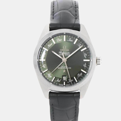 Pre-owned Omega Green Stainless Steel Constellation 130.33.41.22.10.001 Automatic Men's Wristwatch 41 Mm