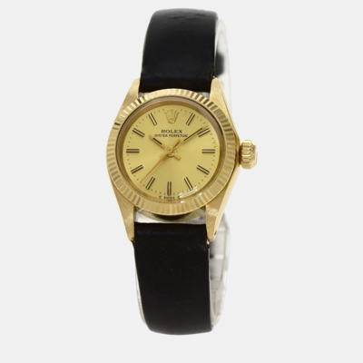 Pre-owned Rolex 6719 Automatic Women's Wristwatch 25 Mm In Gold