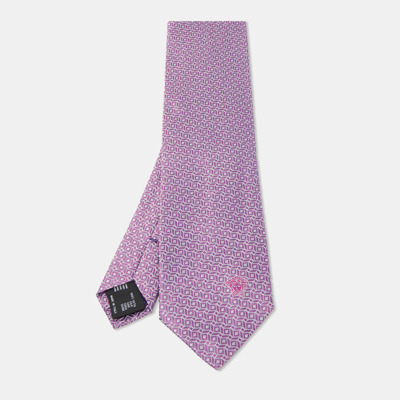 Pre-owned Versace Purple Patterned Silk Medusa Head Detail Tie