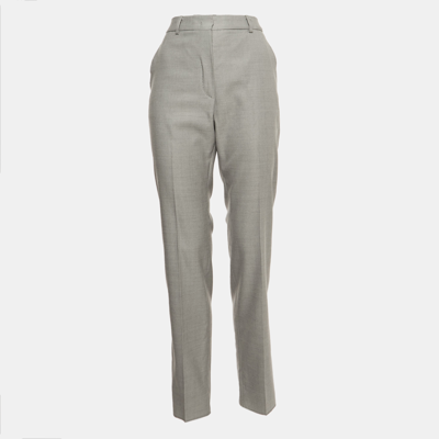 Pre-owned Max Mara Grey Wool Blend Tailored Trousers S