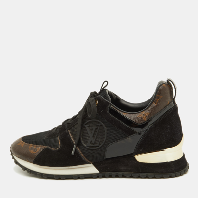 Pre-owned Louis Vuitton Brown/black Monogram Canvas And Mesh Run Away Trainers Size 39