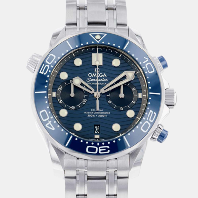 Pre-owned Omega Blue Stainless Steel Seamaster 210.30.44.51.03.001 Automatic Men's Wristwatch 44 Mm
