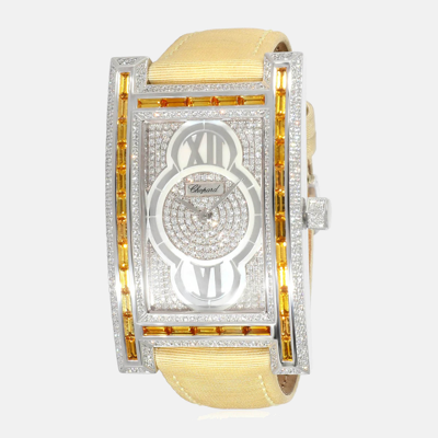 Pre-owned Chopard Silver Diamond White Gold Classic 17/3560/8-02 Quartz Women's Wristwatch 32 Mm