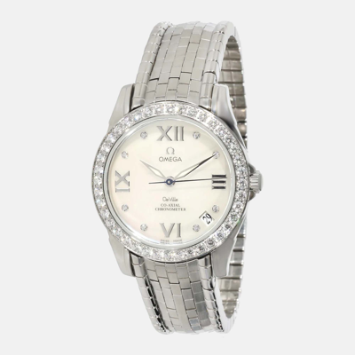 Pre-owned Omega White Stainless Steel De Ville 4586.75.00 Automatic Women's Wristwatch 32.5 Mm