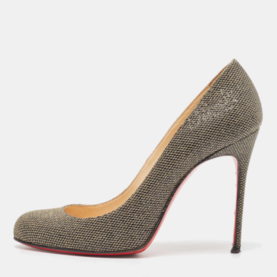 Pre-owned Christian Louboutin Metallic Lurex Fabric Fifi Round Toe Pumps Size 38