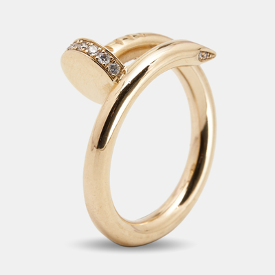 Pre-owned Cartier Juste Un Clou Diamonds 18k Rose Gold Ring Size 50